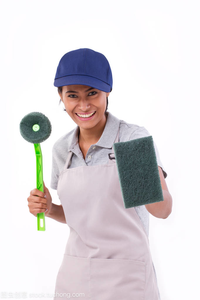 自信、 專業女清潔工隨時待命